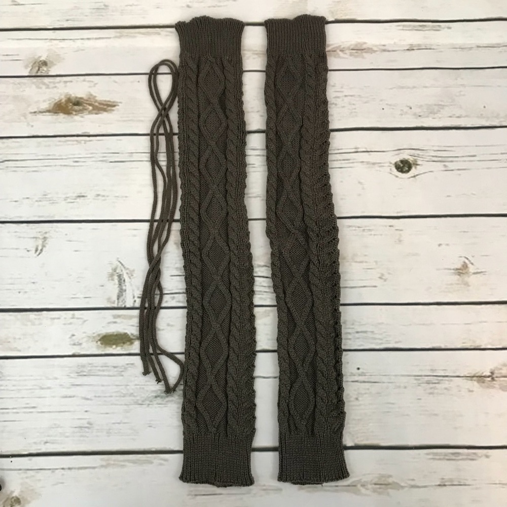 Sexy Dark Grey Thigh High Knitted Leg Warmers - Picture 4 of 6